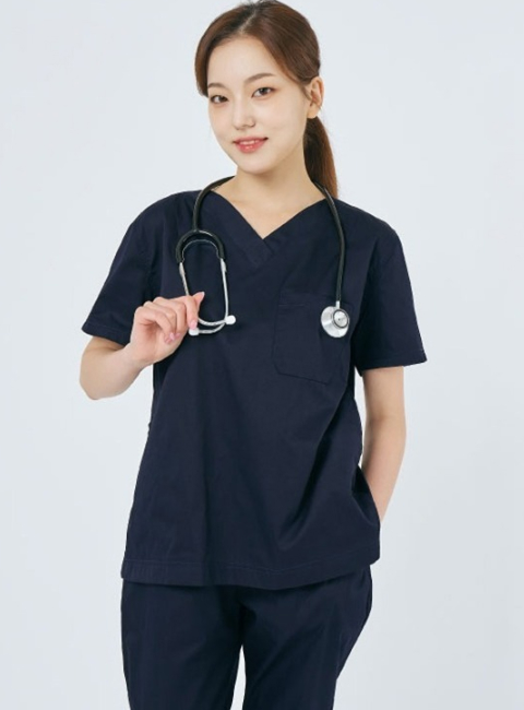 여성 V넥 쿨스판 스크럽 티셔츠 (4color)